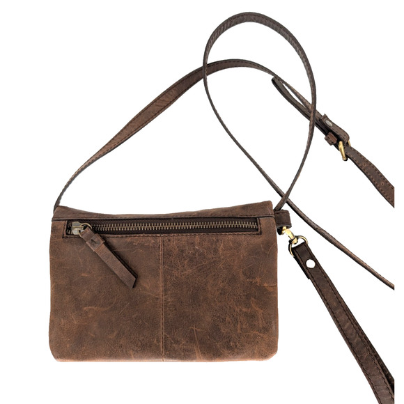 Born Rockforth Chocolate Brown Leather Convertible Crossbody Wristlet Wallet Bag - Picture 3 of 11